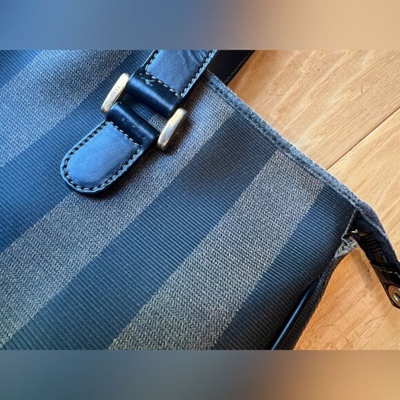 Vintage Fendi Coated Canvas Tote Bag with Leather Trim and Top Zip Closure - Picture 8 of 14